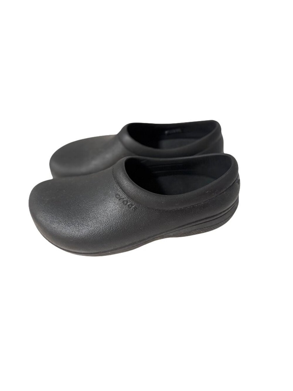 CROCS Black Womens 8 Mens 6 Slip on Clock Work Clog Shoes Comfort